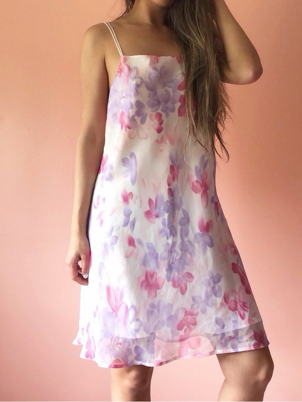 Vintage Lord & Taylor White Satin Slip Dress XL